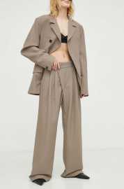 Nohavice Won Hundred dámske,hnedá farba,rovné,vysoký pás,2877-14199.