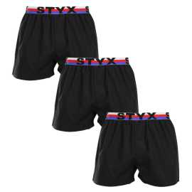 3PACK pánske trenky Styx športová guma čierne trikolóra (3B1960) XXL, trenírky.
Pánske šortky Styx s tkanou športovou gumou sú ideálnou voľbou pre mužov, ktorí hľadajú kombináciu pohodlia, štýlu a praktickosti.
Kvalitná bavlna pre prirodzené pohodlie
Šortky sú vyrobené zo 100 % bavlny, ktorá je známa svojou jemnosťou a priedušnosťou.
Precízny strih a športový dizajn
Šortky Styx sú navrhnuté tak, aby vám poskytli maximálne pohodlie a štýl v každom detaile.
Prečo vyskúšať šortky Styx

Česká kvalita: Šortky sú navrhnuté a vyrobené v Českej republike, čo zaručuje precízne spracovanie.
Štýl a pohodlie: Moderný športový dizajn a prírodný materiál, ktorý vás nesklame.

Spodná bielizeň Styx je jednou z najobľúbenejších
Česká značka Styx je medzi zákazníkmi známa najmä vďaka svojej spodnej bielizni s neotrelými vzormi vo výrazných farbách.
Ako sa starať o šortky Styx
Aby ste si mohli dlho užívať pohodlie šortiek Styx, odporúčame vám dodržiavať tieto pokyny.

Pranie: Perte pri 30 °C s jemným pracím prostriedkom, aby bavlna zostala mäkká a príjemná.
Sušenie: Vyhnite sa sušeniu v bubnovej sušičke a nechajte ich voľne uschnúť na vzduchu.
Žehlenie: V prípade potreby ich môžete žehliť pri nízkej teplote, aby sa zachoval ich dokonalý vzhľad.

Tip: Staňte sa expertom na údržbu spodnej bielizne vďaka tipom v našom článku a doprajte svojim obľúbeným kúskom starostlivosť, ktorú si zaslúžia.