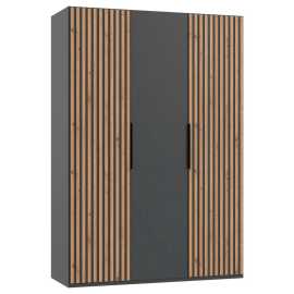 MID.YOU SKRIŇA S OTOČNÝMI DVERAMI, grafitová, farba duba, 150/216/58 cm.