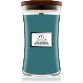 Woodwick Evergreen Cashmere vonná sviečka s dreveným knotom 610 g.