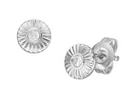 Fossil Elegantné strieborné náušnice s kryštálom Circle JFS00617040.