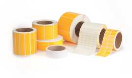 Partex PLT018009B4SM/3 polyesterové etikety 18x9 mm, žluté matné, 10000ks, pro TTR, role.