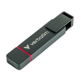 Verbatim USB flash disk, USB C a USB 3.2 Gen 1, 512GB, Dual QuickStick, šedý, 32042, USB C, s poutkem.