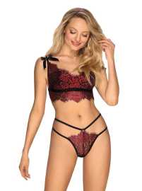 Ženski komplet Obsessive red (Redessia top & thong) L.
Obsessive so zelo  seksi dizajna.
Paket ne vključuje nogavic.