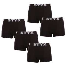 5PACK muške bokserice Styx sportska guma crna (5G960) M.
Otkrijte udobnost i stil uz Styx muške boksericedizajnirane za modernog muškarca.
Vrhunska mješavina materijala za vašu udobnost
Bokserice su izrađene od mješavine pamuka i sintetičkih vlakana.
Dizajn koji savršeno nadopunjuje vaš stil
Crne Styx bokserice imaju sportsku tkanu gumicu u struku s prepoznatljivim logotipom, koji ne samo da izgleda sjajno, već i čvrsto drži mjesto.
Zašto Styx bokserice ne smiju nedostajati u vašem ormaru?

Premium mješavina pamuka i modala: Jamči mekoću, prozračnost i dugotrajnost.
Sportska tkana guma: Dobro izgleda, udoban je za držanje i ne davi se.
Češka proizvodnja: Jamstvo kvalitete i precizne obrade.

Kvaliteta iz Češke, to je donje rublje Styx
Donje rublje Styx u potpunosti je proizvedeno u Češkoj.
Kako se brinuti za Styx bokserice

Pranje: Bokserice glačajte na maksimalnoj temperaturi od 30 °C kako bi materijal zadržao elastičnost i mekoću.
Sušenje: Sušilica se ne preporučuje.
Peglanje: Bokserice možete glačati na niskoj temperaturi.

Savjet: Postanite stručnjak za održavanje donjeg rublja zahvaljujući savjetima u našem članku i pružite svojim omiljenim komadima njegu koju zaslužuju.