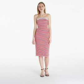 Šaty Tommy Jeans Logo Tape Stripe Knee Lenght Tube Dress Red S.