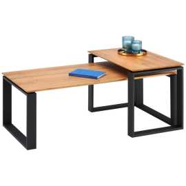 Hom`in SADA KONFERENČNÝCH STOLÍKOV, čierna, farba duba, drevo, kov, 65-110/40/40-50 cm.