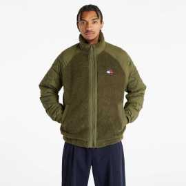 Bunda Tommy Jeans Mix Media Sherpa Jacket Drab Olive Green M.