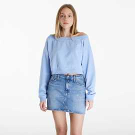 Mikina Tommy Jeans Cropped Off Shoulder Sweatshirt Blue M.