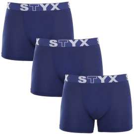 3PACK moške boksarice Styx dolge športne elastične temno modre (3U968) XXL.
Privoščite si udobje, ki traja ves dan, z moškimi boksericami Styx.
Kakovosten material za največje udobje
Boksarice so izdelane iz vrhunske mešanice bombaža in umetnih vlaken.
Praktična zasnova in češka natančnost
Boksarice Styx imajo podaljšane noge, ki zagotavljajo dodatno oporo in preprečujejo drgnjenje stegen, kar boste cenili pri športu in dolgih seansah v pisarni ali avtomobilu.
Zakaj izbrati boksarice Styx

Češka kakovost: Zasnovan in izdelan je na Češkem, kar zagotavlja vrhunsko kakovost izdelave.
Vrhunski materiali: Kombinacija bombaža, modala in elastana za največje udobje.
Univerzalno oblikovanje: Podaljšane noge in elegantna športna elastika za vsako priložnost.

Spodnje perilo Styx je eno izmed najbolj priljubljenih
Češka blagovna znamka Styx je med kupci znana predvsem po kratkih hlačah z novimi vzorci v živahnih barvah.
Kako pravilno skrbeti za bokserje Styx?

Pralnica: Perite pri 30 °C z blagim pralnim sredstvom, da material ostane mehak in udoben.
Sušenje: Ni priporočljivo sušiti v sušilnem stroju, za ohranitev oblike bokserjev pa jih sušite na zraku.
Likanje: Po potrebi likanje izvajajte na nizki temperaturi, da ohranite mehkobo materiala.

Nasvet: Postanite strokovnjak za vzdrževanje spodnjega perila z z nasveti v našem članku in svojim najljubšim kosom zagotovite nego, ki si jo zaslužijo.