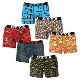 6PACK pánske boxerky Styx long art športová guma viacfarebné (6U12697124/2) XL, trenky.