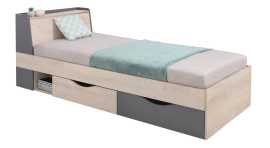 Detská posteľ gama 90x200cm s úložnym priestorom - dub/antracit.

 

Posteľ Gama vás tiež poteší čelom, o ktoré sa môže dieťa večer pohodlne oprieť a čítať si obľúbenú knižku. Čelo postele je navyše pomerne široké, teda na neho môže odkladať veci, ktoré chcete mať po ruke. Čelo (nadstavec) tak môže poslúžiť ako náhrada nočného stolíka. Vzhľadom k neutrálnej kombinácii farieb sa posteľ hodí do dievčenskej aj chlapčenskej izby. Túto posteľ si môžete sami poskladať v ľavej aj v pravej variante.

 

Posteľ Gama je vyrobená z kvalitného lamina, ktorého výhodou je predovšetkým ľahká údržba, čo mnoho z nás iste ocení.

 

Rozmery detské postele Gama sú 94x85x230cm (š, v, h).