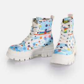 BUFFALO Aspha Lace Up Hi - Vegan Nappa - White Rainbow 40.