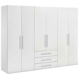 Xora SKRIŇA S OTOČNÝMI DVERAMI, biela, biela s vysokým leskom, 292,8/218,6/59,6 cm.