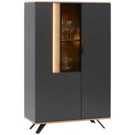 Dieter Knoll VYSOKÁ KOMODA, antracitová, farba duba, 92,9/136,6/42 cm.