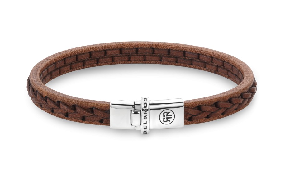 Rebel&Rose Hnedý kožený náramok Stranded Cognac RR-L0156-S 20 cm - L+.