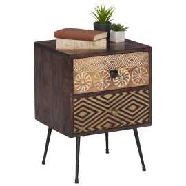 Landscape NOČNÝ STOLÍK, mangové drevo, viacfarebná, tmavohnedá, 40/55/35 cm.