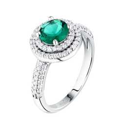 Morellato Oslnivý strieborný prsteň so zeleným zirkónom Tesori SAIW27801 52 mm.