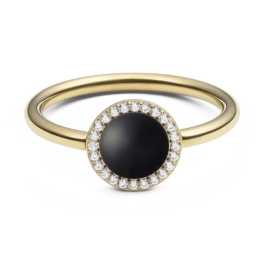 Daniel Wellington Luxusný prsteň s čiernym achátom a kryštálmi Audrey DW0040139 54 mm.