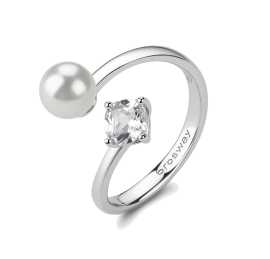 Brosway Pôvabný strieborný otvorený prsteň Infinite White Fancy FIW147 52 mm.