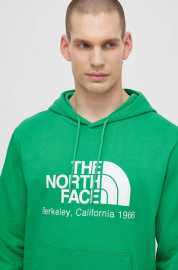 Bavlnená mikina The North Face M Berkeley California Hoodie pánska, zelená farba, s kapucňou, s potlačou, NF0A55GFPO81.