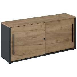 Voleo ŠIROKÁ KOMODA, antracitová, dub artisan, 160/73,8/40 cm.