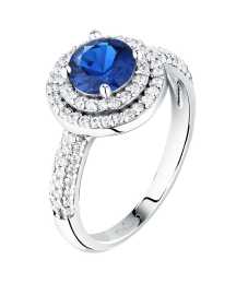 Morellato Blyštivý strieborný prsteň s modrým zirkónom Tesori SAIW27701 58 mm.