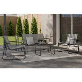 Ambia Garden SÚPRAVA ZÁHRADNÉHO NÁBYTKU 4-dielne, kov, sklo, textil.