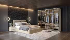 Malá spálňa ii baptiste - béžová.

 

Táto manželská posteľ je čalúnená v kvalitnej látke a určite oceníte aj vysoké čelo, ktoré je potiahnuté kombináciou látky a eko-kože.

 

Bez nočného stolíka nie je žiadna spálňa kompletná.

 

Päťdverová šatníková skriňa je vybavená presklenými dvierkami.

 

Malá spálňa II sa skladá z týchto prvkov:


	Čalúnená manželská posteľ s výklopným úložným priestorom 180x200cm Baptiste - 200x120x213cm (š, v, h)
	2x nočný stolík Baptiste - 45x53x40cm (š, v, h)
	Päťdverová presklená šatníková skriňa s rámom Baptiste – 232x226x60cm (š, v, h)


 

Všetky produkty z kolekcie Baptiste nájdete nižšie v súvisiacich produktoch.