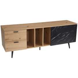 Livetastic NÍZKA KOMODA, tmavosivá, farba duba,.