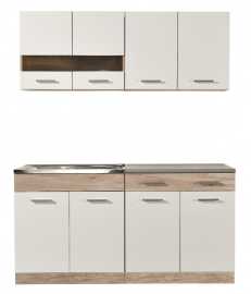 Kuchynská linka 160 lorna-dub šedý/biela - pracovná doska-80cm.

Všetky horné skrinky ukrývajú jednu vnútornú policu. Skrinka naľavo má presklené dvierka.

Dolná linka ponúka úložný priestor v podobe drezovej skrinky s dvierkami a jednu širokú skrinku so zásuvkou.

Pracovná doska je z lamina s hrúbkou 2,8cm so skosenou hranou a dekorom betónu Chicago.

KUCHYNSKÁ LINKA JE DODÁVANÁ BEZ DREZU.

 

Korpus kuchynskej linky tvorí lamino s hrúbkou 1,6cm.

 

 

Rozmery kuchynskej linky 160 Lorna bez pracovnej dosky sú 160,5x206,5x60cm (š, v, h).

 

Ďalšie kuchynské linky z kolekcie Lorna nájdete nižšie v súvisiacich produktoch.